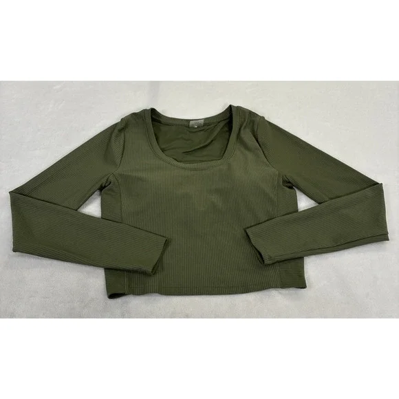 Calia by Carrie Underwood Women’s Green Ribbed Athletic Top Sz Med Long Sleeve - Picture 2 of 11